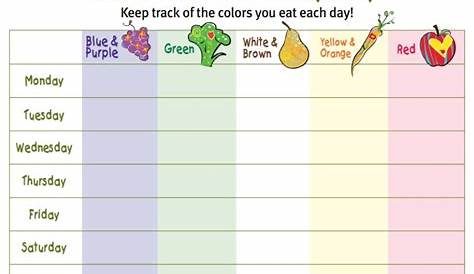 eat the rainbow chart for kids