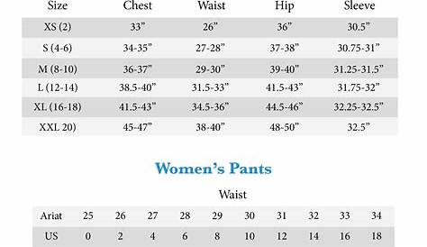 women's ariat jean size chart