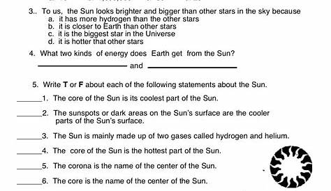 Solar system (worksheet 2)