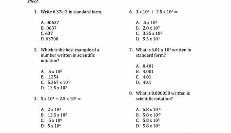 scientific notation worksheet answers chemistry