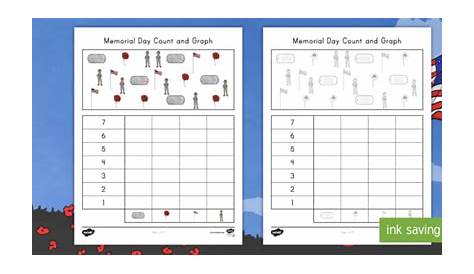 memorial day count and color worksheet