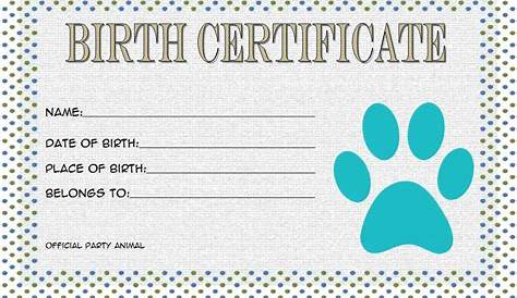 Birth Certificate For Puppies Templates Free