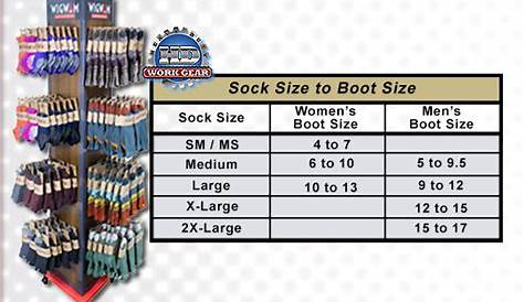 wigwam sock size chart
