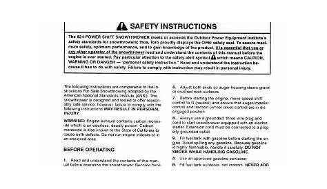 Toro 824 Power Shift Snowthrower Operator's Manual | Manualzz