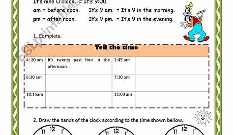 telling time on a clock worksheet