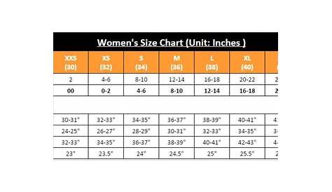 women's jacket size chart