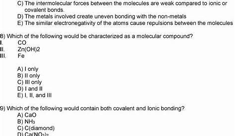 Ionic Bonding Practice Worksheet Answers