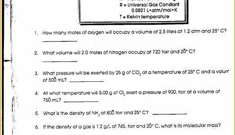 gas laws worksheet 2 answer key