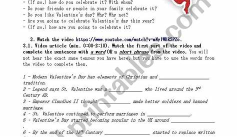 Valentines Day History Worksheet / Valentine's day printable worksheets