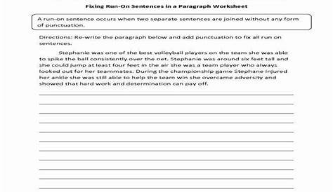 run on sentence worksheets