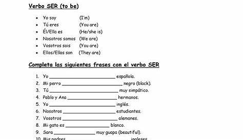 El verbo SER | Worksheets, Spanish, Personalized items