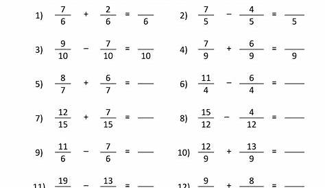 fraction addition worksheet works