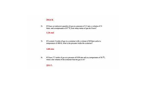 gas laws worksheet with answers