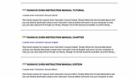 Nuwave oven instruction manual