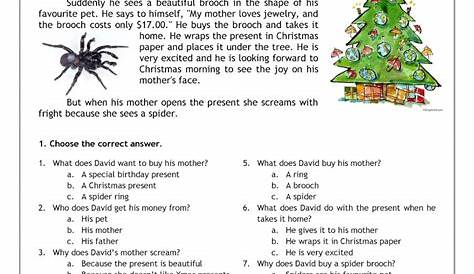 printable christmas reading comprehension worksheets
