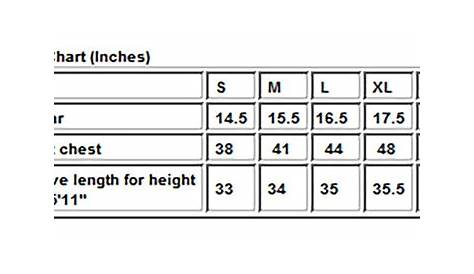 van heusen dress shirt size chart