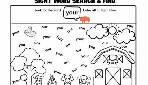 sight words kindergarten printables