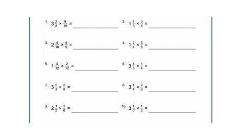 mixed fraction worksheet grade 5