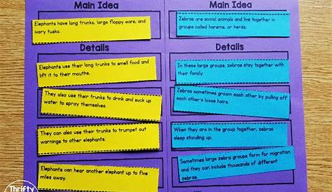 Main Idea and Details Sentence Sort | Thrifty in Third Grade