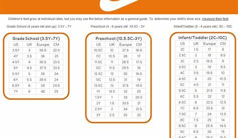 Nike Kid Shoe Size Chart | amulette