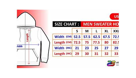 xl hoodie size chart