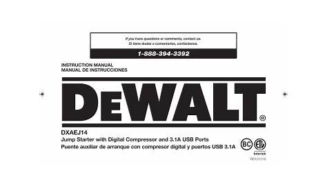 DEWALT DXAEJ14 Jump Starter User Manual | Manualzz