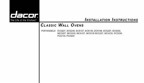 Dacor ECD230SCH208V User Manual ELECTRIC OVEN Manuals And Guides 1102289L