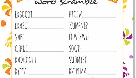 Halloween Scramble Words Printable - Printable Word Searches
