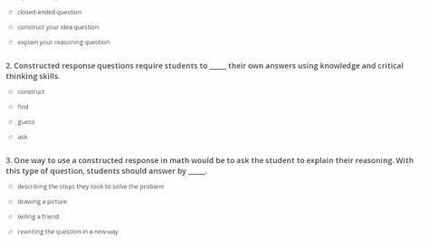 Quiz & Worksheet - Constructed Response Assessments for Math | Study.com