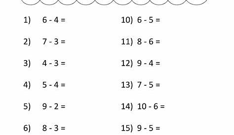 math worksheet for kindergarten subtraction