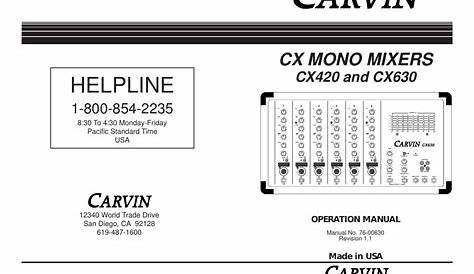 Free Audio Service Manuals - Free download carvin cx 630 owners manual