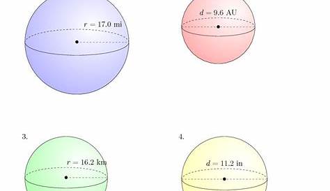 sphere volume and surface area worksheets