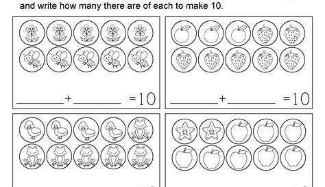 Sums of 10 Worksheet - Free Kindergarten Math Worksheet for Kids