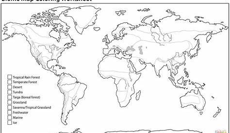 Map of biomes in the world coloring page | Free Printable Coloring