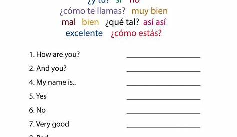 spanish worksheets with answers
