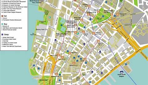 Street map of lower Manhattan - Map of lower Manhattan with street