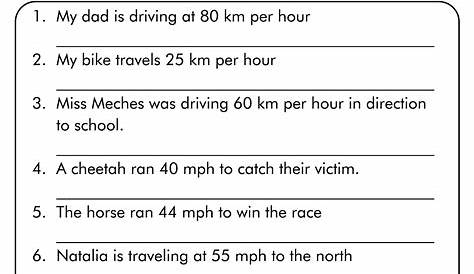 speed problems worksheet with answers