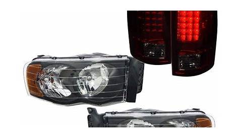 Dodge Ram 2002-2005 Black Headlights and Tinted LED Tail Lights