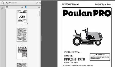 poulan pb1842lt tractor owner's manual