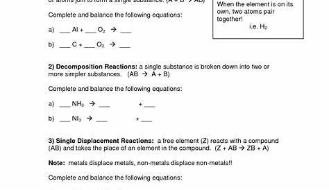 14 Best Images of Chemical Reactions Worksheet - Types Chemical