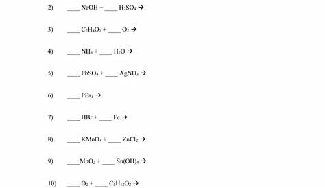 predicting products of chemical reactions worksheet answer key