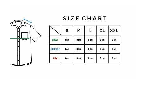 short sleeve shirt size chart template vector. Infographic table of