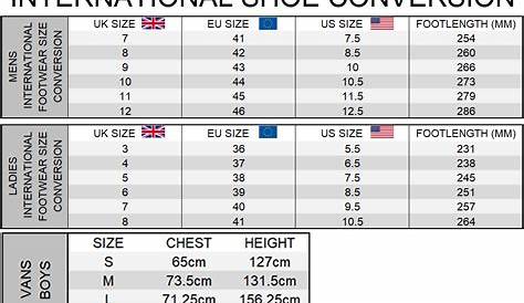 Vans Shoe Size Chart - vans youth shoe size chart - Godola - We