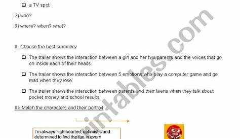 inside out worksheets free