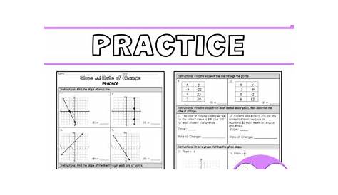 slope and rate of change worksheets