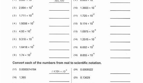 scientific notation worksheets answers chemistry