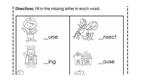 Fill in the missing vowel - Missing Letters - Worksheets PDF