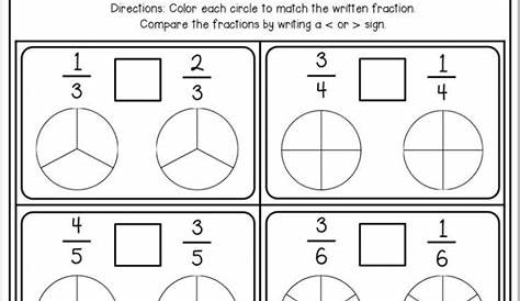 greater than less than fractions worksheets with answers