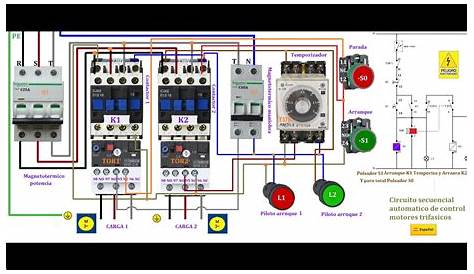 Circuito secuencial automatico de control motores trifasicos - YouTube