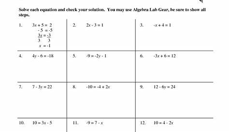 system of two equations worksheets